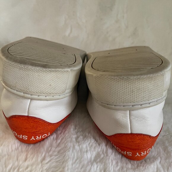 Tory Sport Women's White Leather Ruffle/Striped Sneakers Size: 7.5 - Picture 13 of 13